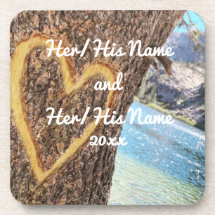 Lake Tahoe Blue Water Tree Heart Love Bier Onderzetter