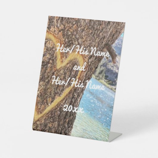 Lake Tahoe Blue Water Tree Heart Love Reclamebord Met Voetstuk (Voorkant)