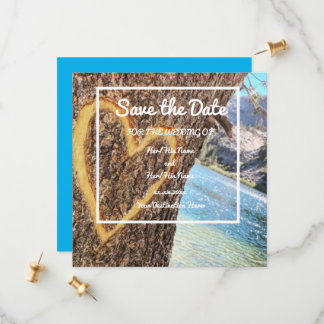 Lake Tahoe Blue Water Tree Heart Love Save The Date