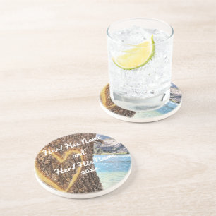 Lake Tahoe Blue Water Tree Heart Love Zandsteen Onderzetter