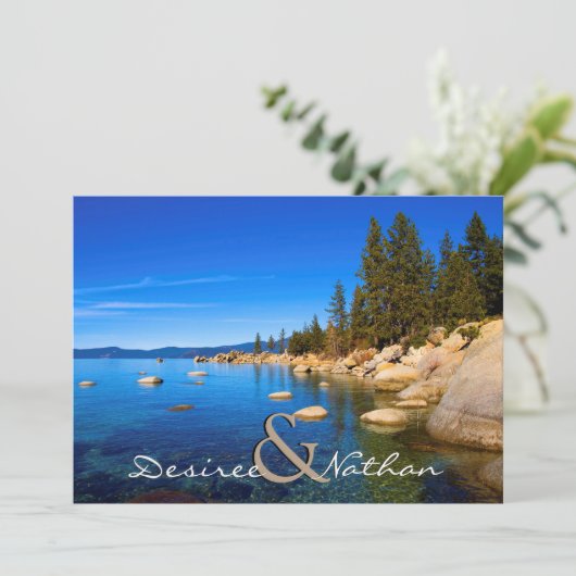 Lake Tahoe bruiloft uitnodiging (Staand voorkant)