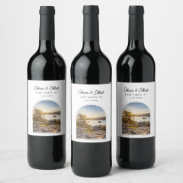 Lake Tahoe Bruiloft Wijn Label Etiket