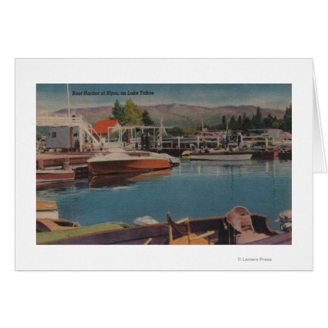 Lake Tahoe, CA - Boat Harbour in Bijou Wooden (Voorkant Horizontaal)