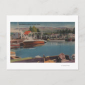 Lake Tahoe, CA - Boat Harbour in Bijou Wooden Briefkaart (Voorkant)