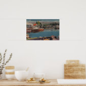 Lake Tahoe, CA - Boat Harbour in Bijou Wooden Poster (Keuken)