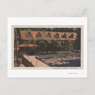 Lake Tahoe, CA - Brockway Resort Lodge Uitzicht Briefkaart