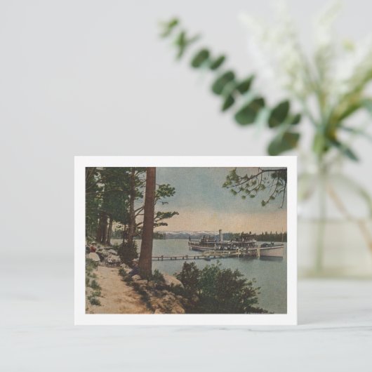 Lake Tahoe, CA - Emerald Bay Uitzicht met Steamer Briefkaart (Staand voorkant)