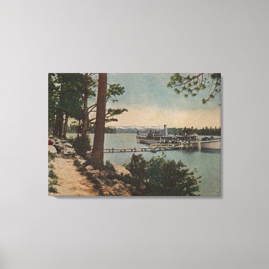 Lake Tahoe, CA - Emerald Bay Uitzicht met Steamer Canvas Afdruk (Voorkant)