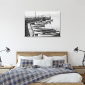 Lake Tahoe, CA - Wooden Boats langs Dock Photo Canvas Afdruk (Insitu (Slaapkamer))