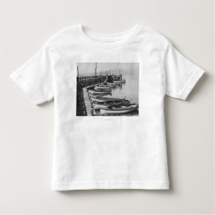 Lake Tahoe, CA - Wooden Boats langs Dock Photo Kinder Shirts