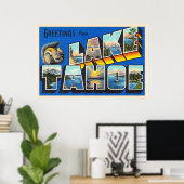 Lake Tahoe California CA Large Letter Briefkaart Poster (Thuiskantoor)