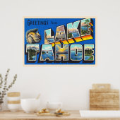 Lake Tahoe California CA Large Letter Briefkaart Poster (Keuken)