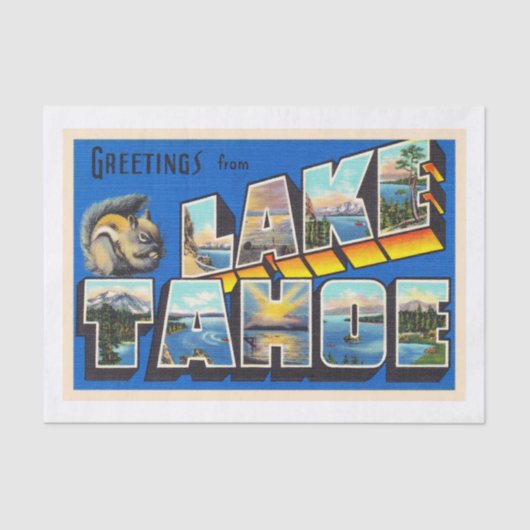 Lake Tahoe California CA Large Letter Briefkaart Tissuepapier (Voorkant)