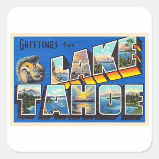 Lake Tahoe California CA Large Letter Briefkaart Vierkante Sticker (Voorkant)