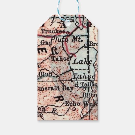  Lake Tahoe California Kaart Kunstcadeau Labels Cadeaulabel (Voorkant)