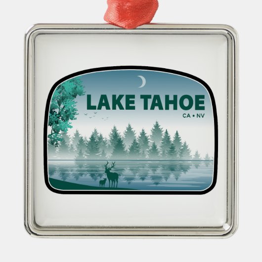 Lake Tahoe California Nevada Herten Metalen Ornament (Voorkant)