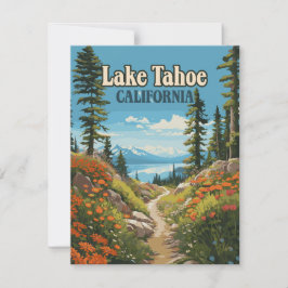 Lake Tahoe California Nevada Retro Travel Kaart