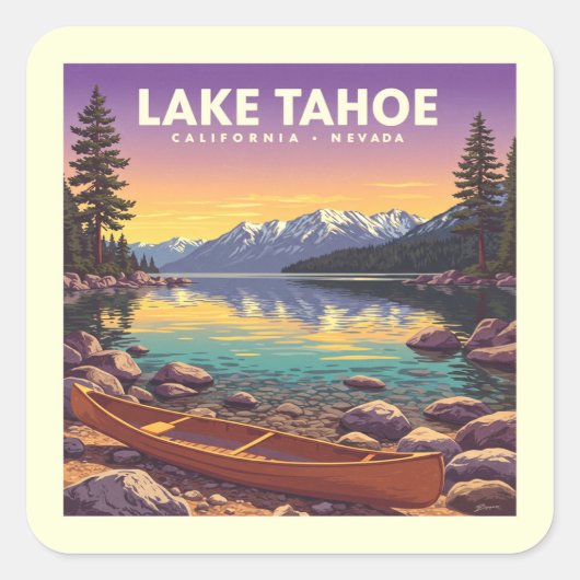  Lake Tahoe California Nevada Vierkante Sticker (Voorkant)