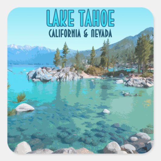 Lake Tahoe California Nevada Vintage Vierkante Sticker (Voorkant)