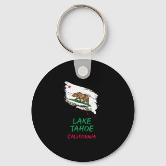 Lake Tahoe California Paint Splatter Flag Vacation Sleutelhanger