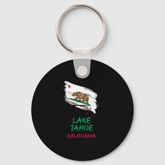 Lake Tahoe California Paint Splatter Flag Vacation Sleutelhanger (Voorkant)
