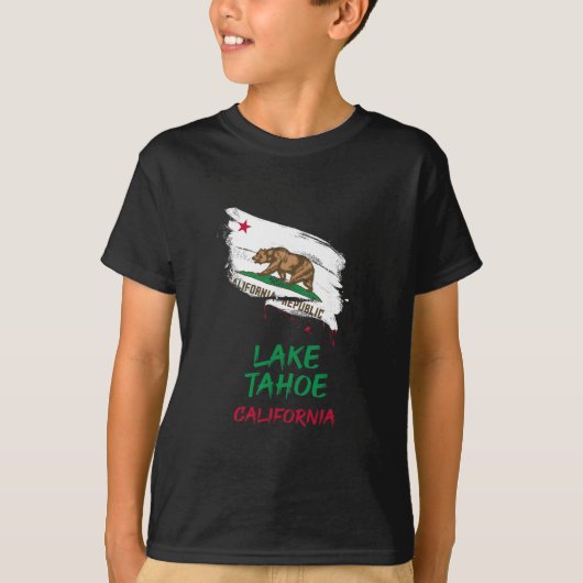Lake Tahoe California Paint Splatter Flag Vacation T-shirt (Voorkant)