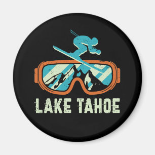 Lake Tahoe California Retro Skiing Snowboarding Magneet