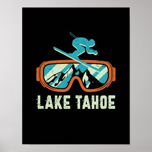 Lake Tahoe California Retro Skiing Snowboarding Poster (Voorkant)