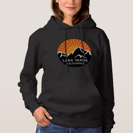 Lake Tahoe California Retro Sunset Mountains Vinta Hoodie (Voorkant)