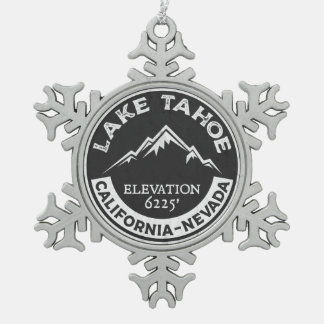 Lake Tahoe California Ski Skiing Nevada Tin Sneeuwvlok Ornament