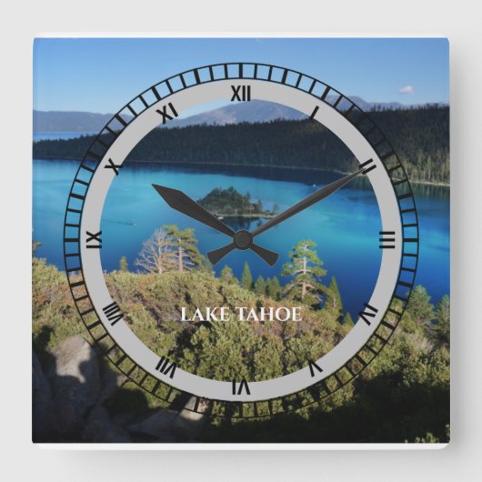 Lake Tahoe California Souvenir Aangepaste Kerstmis Vierkante Klok (Voorkant)