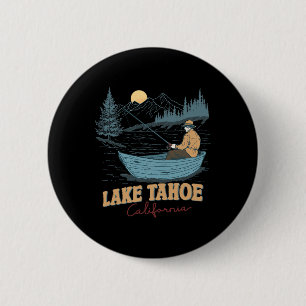 Lake Tahoe Californië Grappige Zomer Vissen Kamper Ronde Button 5,7 Cm