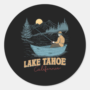 Lake Tahoe Californië Grappige Zomer Vissen Kamper Ronde Sticker
