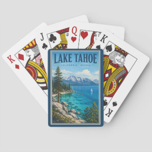 Lake Tahoe Californië Nevada Illustratie Reis Pokerkaarten