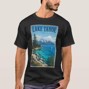 Lake Tahoe Californië Nevada Illustratie Reis T-shirt