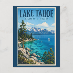 Lake Tahoe Californië Nevada Illustratie Reizen Briefkaart