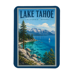 Lake Tahoe Californië Nevada Illustratie Reizen Magneet