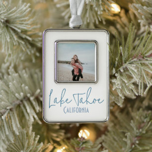 Lake Tahoe, Californië Reis Souvenir Verzilverd Omlijst Ornament