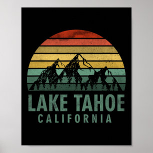 Lake Tahoe Californië Vintage Bergen Wandelcamper Poster
