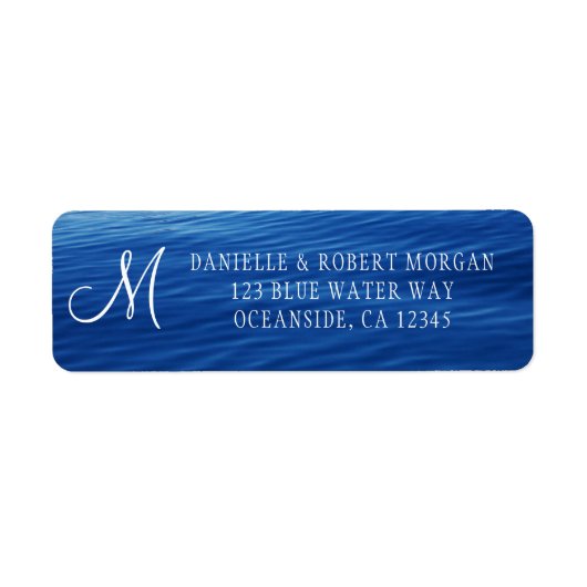 Lake Tahoe Deep Blue Water Monogram Etiket (Voorkant)