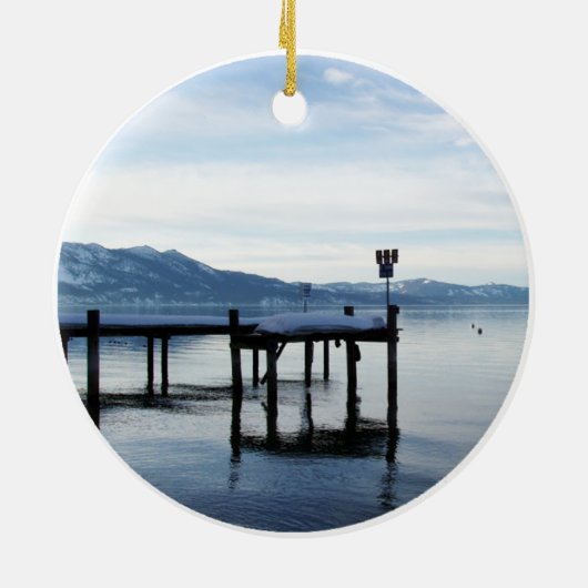Lake Tahoe Dock Keramisch Ornament (Achterkant)
