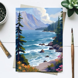 Lake Tahoe Getij Watercolor Reis Schilderij  Briefkaart