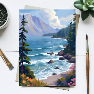 Lake Tahoe Getij Watercolor Reis Schilderij  Briefkaart