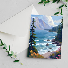 Lake Tahoe Getij Watercolor Reis Schilderij Kaart
