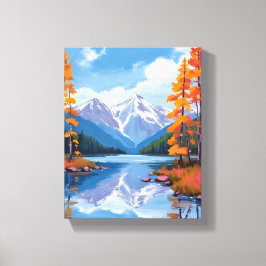 Lake Tahoe Herfst | Bergschildering van herfstblad Canvas Afdruk