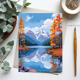 Lake Tahoe Herfst | Herfstloof Berg Schilderij Briefkaart