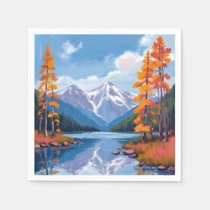 Lake Tahoe Herfst Herfstloof Berg Schilderij Servet