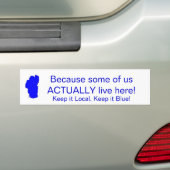 Lake Tahoe - houd het lokaal, houd het blauw Bumpersticker (Op auto)