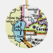 Lake Tahoe Kaart Keramisch Ornament (Voorkant)