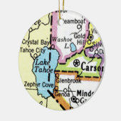 Lake Tahoe Kaart Keramisch Ornament (Links)